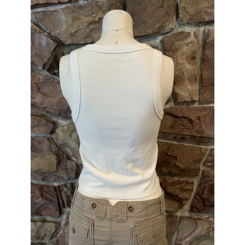 Aeropostale‎  Pink Bow Cami Women’s S  white  tretch Tank Top cropped - Picture 3 of 7